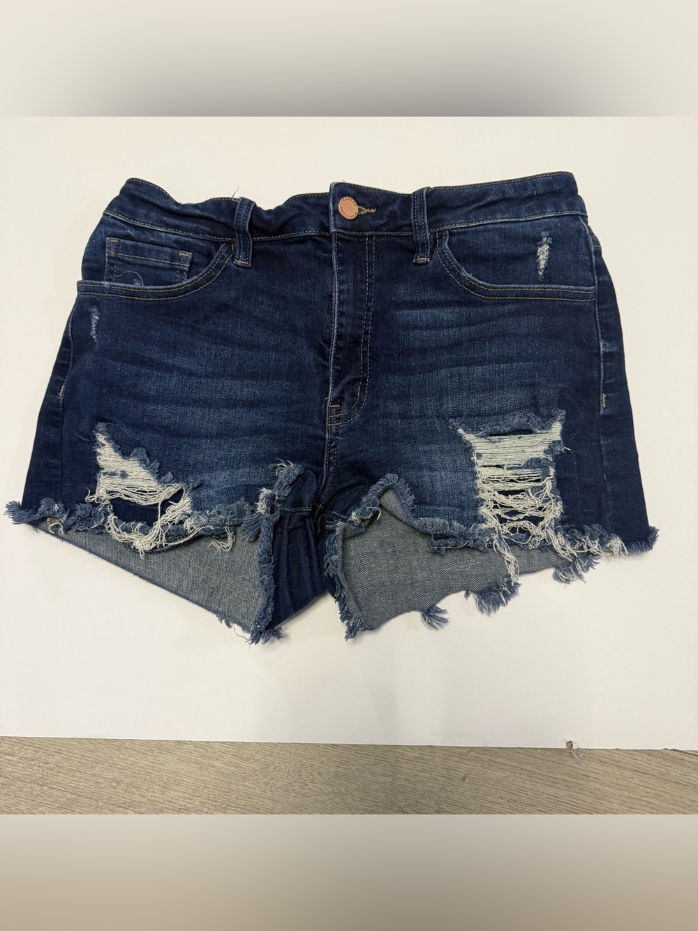 KanCan Dark Blue Distressed Denim Cutoff Shorts‎